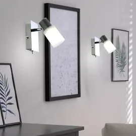 ETC Shop Wandleuchte LED 2er Set 5W 300lm 3200K (Alabaster Optik) chrom