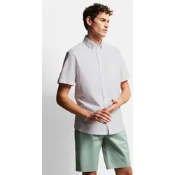 Kurzarmhemd BUGATTI, Herren, Gr. XXL, Normalgrößen, weiß, 100% Baumwolle, casual, normal, Kurzarm, Hemden, mit feiner Struktur