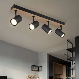 GLOBO Deckenspot 4 flammig schwarz Metall rechteckig