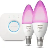 Hue White & Color Ambiance E14 - Smarte Lampe Kerzenform Doppelpack - 470 inklusive Hue Bridge