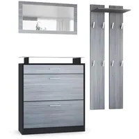 Vladon Garderobe, Anthrazit, Holzwerkstoff, 180x200x23 cm, Garderobe, Garderoben-Sets ,