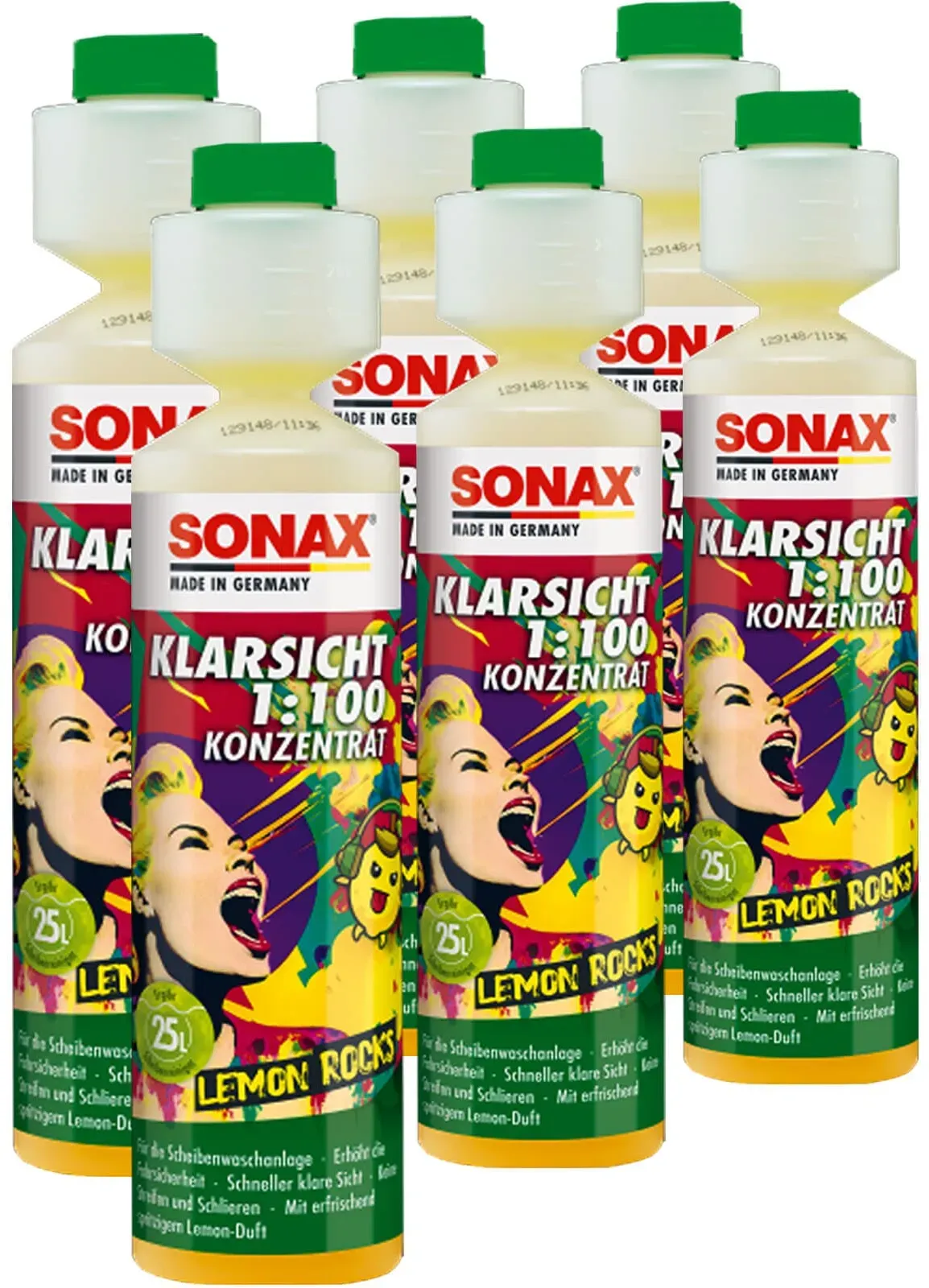 6x250 Ml Sonax Lemon Rocks 1:100 Scheibenreiniger Konzentrat Scheibenwaschanlage: Artikelnr.: 03701410