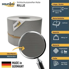 zaunzu® Sichtschutzstreifen 50 m grau Kunststoff