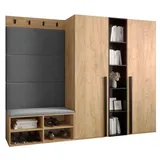 ABIKS MÖBEL Garderoben-Set MIRO Set 8, Garderobe mit gepolsterten Paneelen, Modern Design grau