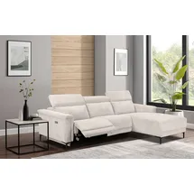 OTTO home Ecksofa OTTO HOME "LUND Cord, L-Form, 261 cm, man. o. elektr. Relaxfunktion (mit USB-A)", beige (creme), B:261cm H:97cm T:179cm, 100% Polyester, Sofas, Ecksofa, USB-C bei elektrischer Variante und Kopfteilverstellung
