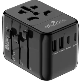 Offgridtec Reiseadapter Universal Weltweit 2x USB-A und 2x USB-C Schwarz