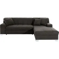 DOMO collection Ecksofa DOMO COLLECTION "Turah incl. Zierkissen, moderne Steppung, auch in Leder", grau (anthrazit), B:239cm H:75cm T:82cm, Sofas, Ecksofa, mit Bettfunktion, Schlafsofa, B/T: 239/152 cm, Unser Dauertiefpreis, Topseller