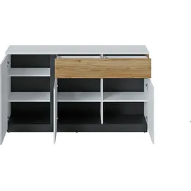 Home Affaire Sideboard Novena 154,8 x 87,6 x 40 cm Alpinweiß / Catania Eiche / Schwarz