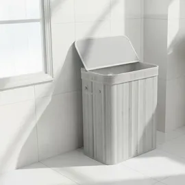 Relaxdays Wäschekorb mit Deckel, 100 l, 2 Innenfächer, HxBxT: 63 x 52 x 32 cm, Badezimmer Wäschetruhe, grau
