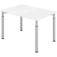 Bümö Schreibtisch Weiß, Silber, Nachbildung, Rechteckig, 120x74x80 cm, FSC