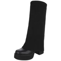 Ital-Design Plateaustiefel Damen Schwarz 39
