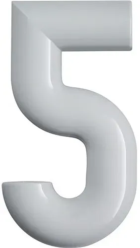 Hausnummer Ziffer 5 Spezial-Polyamid reinweiß 99 H.165 mm33mm Hewi (Ausführung: reinweiß 99 H.165 mm33mm Hewi)