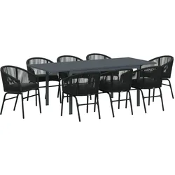 vidaXL Garten Essgruppe 9 pcs Schwarz Groß Metall & Plastik