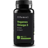 Omega 3 vegan aus Algenöl, 90 Kapseln | Hochdosiert mit hochwertigem DHA (in Triglycerid-Form) | 1125 mg Algenöl, 900mg DHA pro Tag | hochwertige Omega-3 Algenöl Kapseln vegan | Zenement