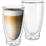 Doppelwandige Gläser Kaffeegläser Set, 2 x 400ML - Ideal für Latte Macchiato, Cappuccino, Espresso - Stilvolles Design, Hitzebeständig, Spülmaschinenfest, Glas