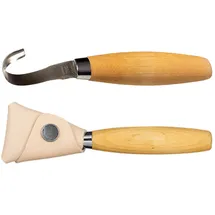 Morakniv Schnitzmesser 162 mit Birkenholzgriff - Doppelseitiges Löffelschnitzmesser aus schwedischem Edelstahl mit Lederscheide - 164 mm - Profi Schnitzmesser Erwachsene - Made in Sweden