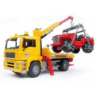 Bruder 02750 - MAN TGA Abschlepp LKW mit Geländewagen 1:16