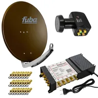 PremiumX Satelliten-Komplettanlage Fuba DAA 780 B Satellitenschüssel Alu Braun