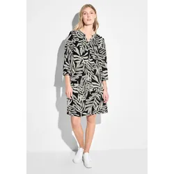 Blusenkleid CECIL, Damen, Gr. S (38), US-Größen, schwarz, Stoff, 55% Leinen, 45% Viskose, geblümt, casual, gerade knielang, Rundhals, 3/4-Ärmel Bündchen, Kleider, im Tunika-Style