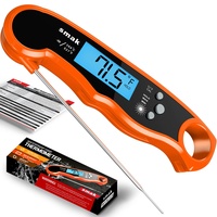 Digitales Fleischthermometer mit sofortiger Ablesung – wasserdichtes Küchenthermometer mit Hintergrundbeleuchtung LCD – bestes, Backen, Truthahn (Orange)