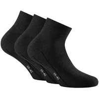 Rohner Basic Unisex Quarter Socken, 3er Pack Sneaker Plus, Baumwolle Schwarz 39-42