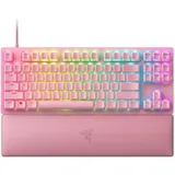 Razer Huntsman V2 Tenkeyless (Red Switch) - Optische Gaming-Tastatur ohne Ziffernblock (Lineare Optische Switches, Doubleshot PBT-Tastenkappen, Handballenauflage) QWERTY US-Layout | Quartz Pink