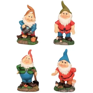 Unbekannt 4 Lustige Gartenzwerge GNOME 18cm Gartenzwerg Gartenfigur