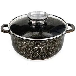 ZILNER 8-teiliges Topfset marmoriert-keramisch beschichtet Töpfe beschichtet, Kochtopf Set| Kochgeschirr Set, Topfset induktionsgeeignet ZL 7209 - Schwarz