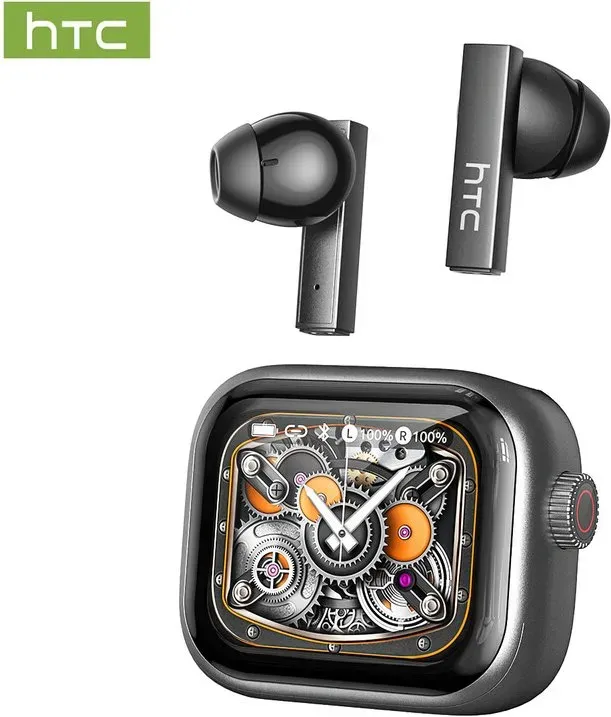HTC NE40 KI-gestützte In-Ear-Kopfhörer, Bluetooth 6.0, mit LED-Display, High-Fidelity-HiFi-Audio, TWS True Wireless, Touch-Steuerung, wasserdicht, integriertes Mikrofon, geeignet für Büro, Sport, Studieren und Audioanrufe, Grau