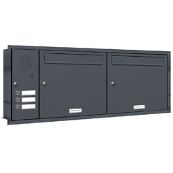 AL Briefkastensysteme Wandbriefkasten 2 er Premium Unterputz Briefkasten 3 Klingel A4 RAL7016 anthrazit 2×1 grau