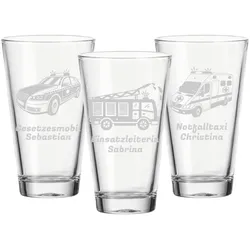 Trinkglas CIAO 300 ml Blaulicht-Motive 3er Set