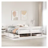 vidaXL Massivholzbett 180 x 200 cm Weiß