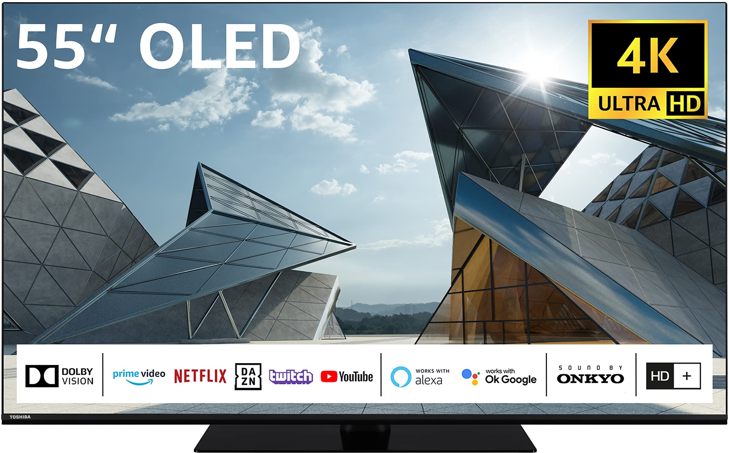 TOSHIBA 55XL9C63DG 55 Zoll OLED Fernseher/Smart TV (4K UHD, HDR Dolby Vision, Dolby Atmos, Sound by Onkyo, Triple-Tuner, 100 Hz, Game Mode, Bluetooth, PVR-Ready, Netflix UVM.) - Inkl. 6 Monate HD+