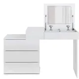 ML-Design Schminktisch Weiß, Holzwerkstoff, 45x117.5x78 cm, Kosmetiktisch für Damen & Weiß