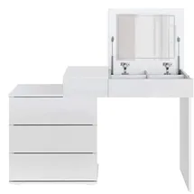 ML-Design Schminktisch Weiß, Holzwerkstoff, 45x117.5x78 cm, Kosmetiktisch für Damen & Weiß