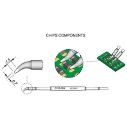 Entlötspitze Serie C120 Chip-Komponenten, C120004/ø0,7mm, gebogen