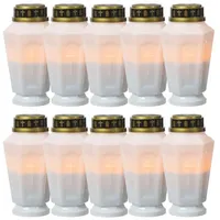 MARELIDA LED-Kerze LED Grablicht Grabkerze Grableuchte flackernd Timer H:15,5cm weiß 10St (10-tlg) weiß