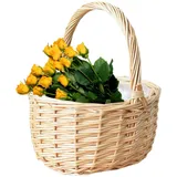 Aznever Flower Arrangement Basket | Hand-Woven Wicker Rattan Baskets with Handle | Flower Basket, Retro Storage Containers, Wedding Flower Girl Baskets