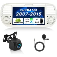 Android Autoradio für FIAT 500 500C 2007-2015 Radio mit CarPlay Wireless Android Auto, 7 Zoll Touchscreen Autoradio mit Mirrorlink GPS-Navi/WiFi, Bluetooth, SWC,FM/RDS, EQ Radio +Rückfahrkamera & MIC