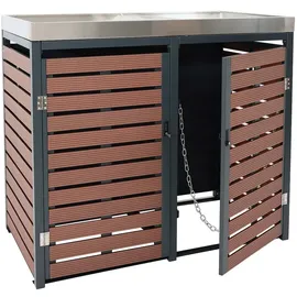 Proregal Mülltonnenverkleidung 124 x 134 x 84 cm walnuss