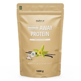 Nutri + Veganes Proteinpulver Vanille - Milk Away Vegan Protein ohne Soja 1 kg - 5k Eiweißshake aus Erbsen, Buchweizen, Hanfsamen, Reis & Kürbiskernen