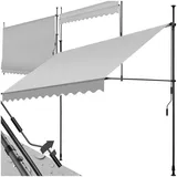 tectake® Klemmmarkise mit Handkurbel, Balkon Markise ohne Bohren, Markise höhenverstellbar, UV-beständig, wasserabweisend, Terrassenüberdachung, Sonnenschutz Terrasse & Balkon, Breite 300 cm -hellgrau