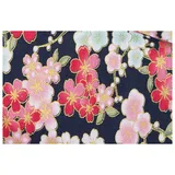 AMateschitz Baumwollstoff Japanische Stil Patchwork Bunt Bronzierung Baumwollstoff Heißprägung Gold Baumwolle Stoffe Gedruckt Blumen Stoffpaket zum DIY Nähen Quilten Pflaumenblüte Marineblau 1M*150CM