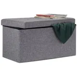 Relaxdays Faltbare Sitzbank xl mit Stauraum, Sitzcube Fußablage, Sitzwürfel als Aufbewahrungsbox, dunkelgrau, 76 x 38 x 38cm, 85L Leinen, bis 300kg belastbar