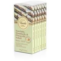 Venchi - 6er-Pack gesalzene weiße Schokoladentafeln mit Haselnüssen, Mandeln und Pistazien, 600 g - Glutenfrei
