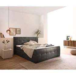 DELIFE Boxspringbett Amarillo 180x200 cm Anthrazit mit Bettkasten, Boxspringbetten