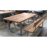 Esstisch 2580 Tisch Baumkantentisch Esszimmertisch Eiche massiv geölt Edelstahl