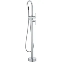VEVOR Freistehende Badewannenarmatur mit Handbrause, Klassisch Badewannen Armaturen Set 98 cm Hohe, Silberner Badewannenhahn 1,61 GPM Durchfluss, Badewanne Wasserhahn Duschsystem Duscharmatur