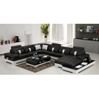 JVmoebel Ecksofa, Leder U Form Wohnlandschaft Couch Big XXL Sofa Polster Ecke Eck schwarz