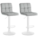 CLP 2er Set Barhocker Peru Samt I Höhenverstellbarer Drehstuhl Mit Gestepptem Polster I Komfort Thekenhocker Mit Fußstütze Und Metallgestell